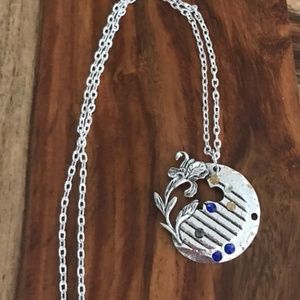 Pewter Cut-Out Iris Necklace